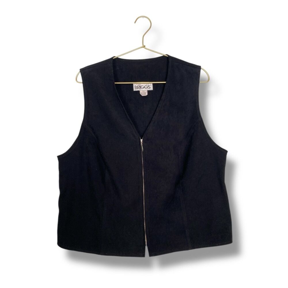 Briggs New York 1X Black Zip Up Vest Women Plus Size Lightweight 581